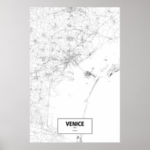 Poster Venise, Italie (noir sur le blanc)