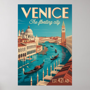 Poster Venise Italie Rétro Ciel Ville Voyage