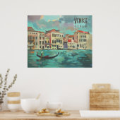 Poster Venise, Italie - Traghetto de bateau Gondola (Cuisine)