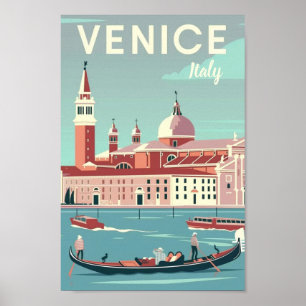 Poster Venise Italie Vintage Lieu de voyage célèbre