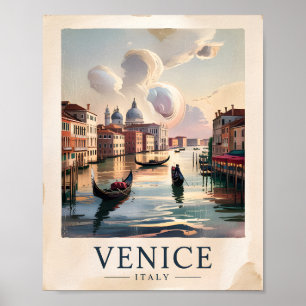 Poster Venise Italie Voyage Aquarelle Vintage Grand Canal