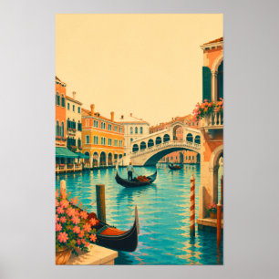 Poster Venise Italie Voyage Vintage Grand Canal Gondole