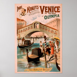 Poster Venise, jeune mariée de la mer aux gondoles 3