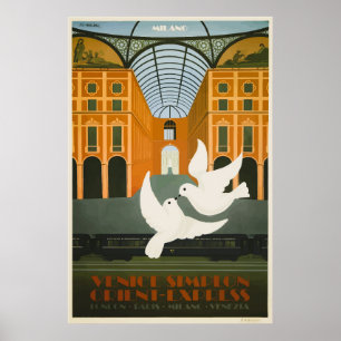 Poster Venise Simplon Orient Express Milano Vintage Poste