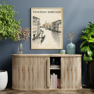Poster Venise Voyage | Canal Gondole Rétro Vintage