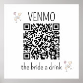 Poster VENMO la mariée une boisson QR Code Bachelorette P (Devant)