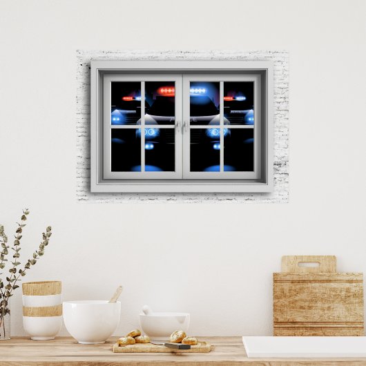 Poster Venster Uitzicht (Keuken)