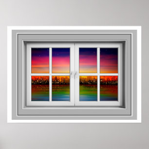 Poster Venster Uitzicht