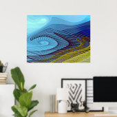 Poster Vent Bleu Art Fractal Abstrait (Bureau à domicile)