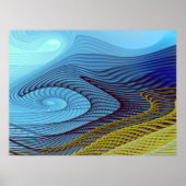 Poster Vent Bleu Art Fractal Abstrait (Devant)