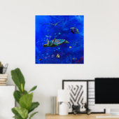 POSTER VENT DE TORTUE DE MER SUR L'EAU (Bureau à domicile)