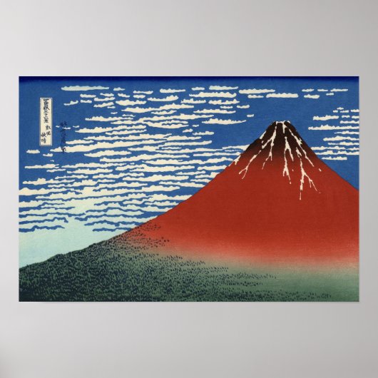 Poster Vent du sud, ciel dégagé (par Hokusai) (Devant)