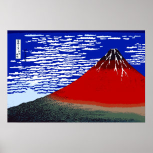 Poster Vent fin coloré, Mont Fuji clair le matin Japon