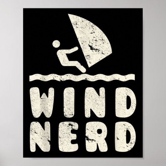Poster Vent Nerd Funny Windsurfer Plage de planche à voil (Devant)