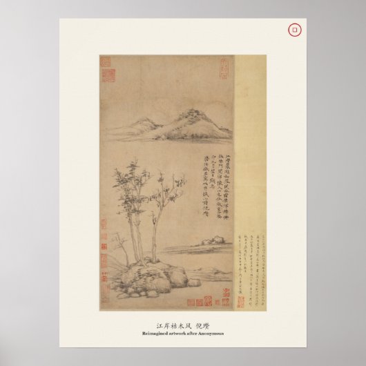 Poster Vent parmi les arbres sur la rive du fleuve (Devant)