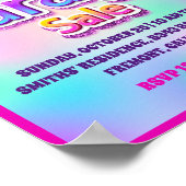 Poster Vente de garage scintillant holographique rose (Coin)