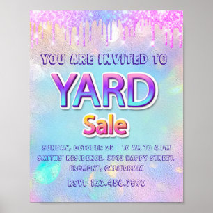 Poster Vente de jardin à domicile Annonce holographique