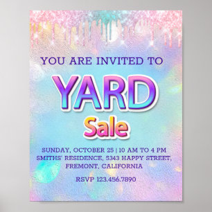 Poster Vente de jardin PINK Drips Annonce holographique
