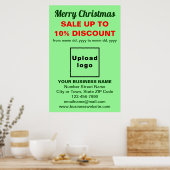 Poster Vente de Noël d'affaires sur l'affiche vert clair (Cuisine)