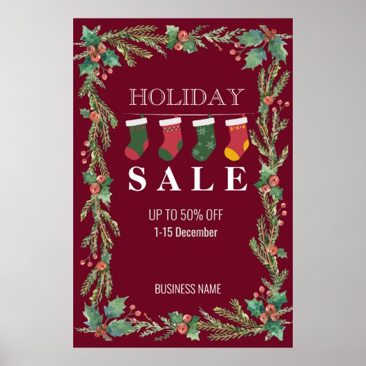 Poster Vente de vacances Fleurs de Noël Annonces commerci (Devant)