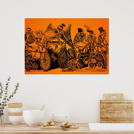Poster VENTE HALLOWEEN ! Skeleton Cyclists par J. Posada (Cuisine)