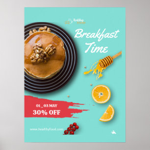 Poster Vente petit-déjeuner, Menu petit-déjeuner du café