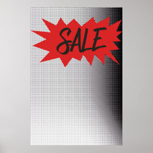 Poster Vente Signe Street Art Boucle demi-ton Style Zine