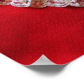 Poster Ventilateur à main orné sur un Arrière - plan roug (Coin)