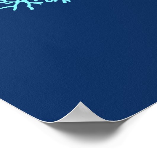 Poster Ventilateur Coral Print, Aqua on Deep Cobalt Blue (Coin)