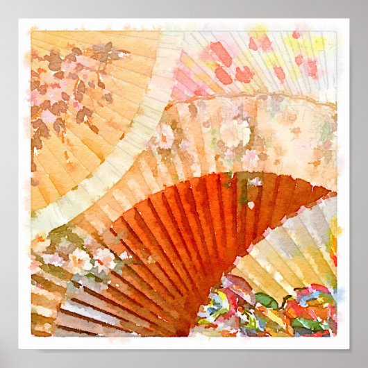 Poster Ventilateurs aquarelle (Devant)