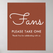 Poster Ventilateurs Terracotta Programmes de mariage Sign (Devant)