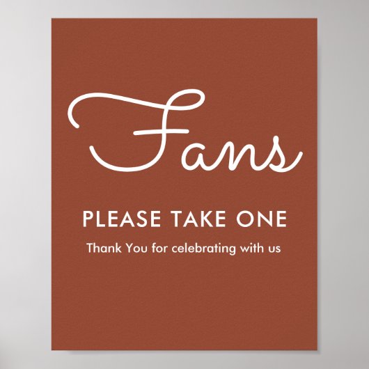 Poster Ventilateurs Terracotta Programmes de mariage Sign (Devant)