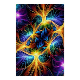 Poster Vents quantiques : IA-Multicolore Fractal