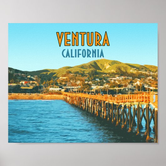 Poster Ventura Pier Beach Californie Vintage (Devant)