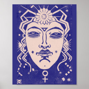Poster Vénus Aphrodite déesse de l'amour Mythologie Bleu