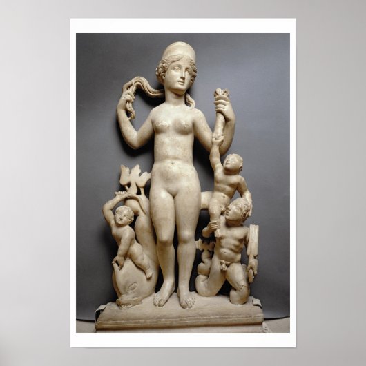 Poster Vénus avec putti, une tribu et un dauphin, Romain, (Devant)