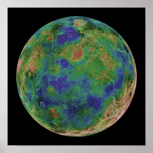 Poster Vénus centré sur le Pôle Sud (Devant)
