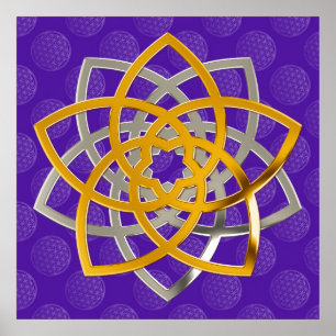 Poster Venusblume Duo GoldSilver   flower of life pattern
