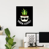 Poster Vera Cool Funny Aloe Vera Pun Dark BG (Bureau à domicile)