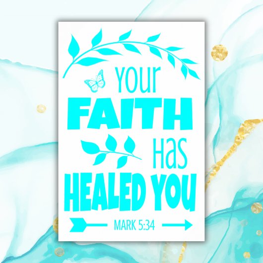 Poster Verbe biblique turquoise | Papier lourd d'archivag