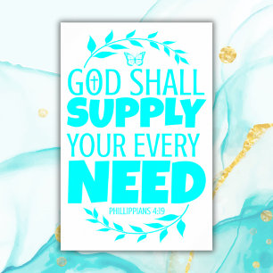 Poster Verbe biblique turquoise Papier lourd d'archivag