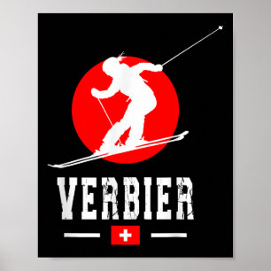 Poster Verbier Station de ski Alpes Montagnes suisses Sui