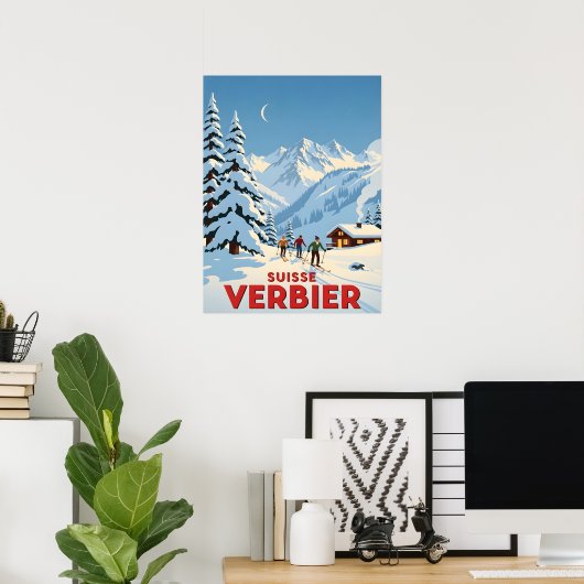 Poster Verbier, Suisse - Station de ski alpine (Bureau à domicile)