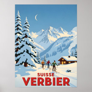 Poster Verbier, Suisse - Station de ski alpine