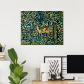 Poster VERDURE, ANIMAUX FORESTIERS, DOES, OISEAUX Floral (Bureau à domicile)