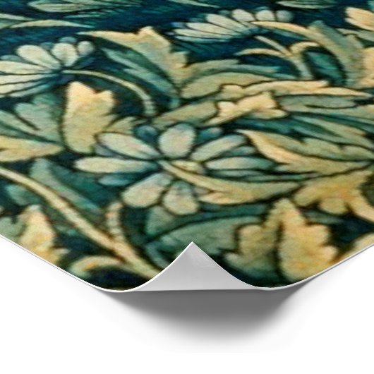 Poster VERDURE, ANIMAUX FORESTIERS, DOES, OISEAUX Floral (Coin)