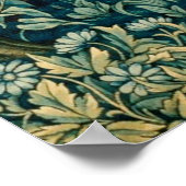 Poster VERDURE, ANIMAUX FORESTIERS, DOES, OISEAUX Floral (Coin)