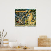 POSTER VERDURE, ANIMAUX FORESTIERS, FOX ET LIVRE, FLORAL  (Cuisine)