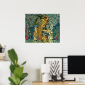 POSTER VERDURE, ANIMAUX FORESTIERS, PEACOCK EN VERT FLORA (Bureau à domicile)