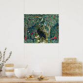 POSTER VERDURE, ANIMAUX FORESTIERS, RAVÉS EN FLORAL VERT (Cuisine)